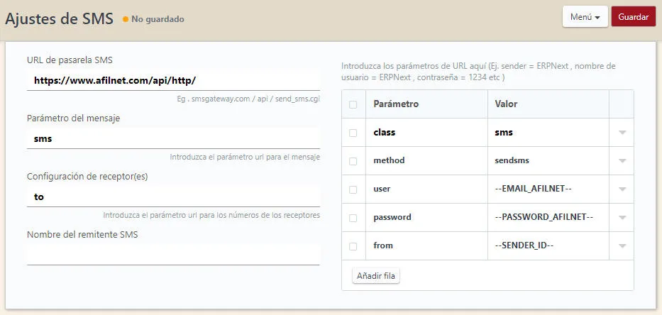 Steps to integrate Afilnet in ERPNext